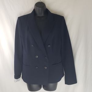 Loft Navy Double-Breasted Blazer